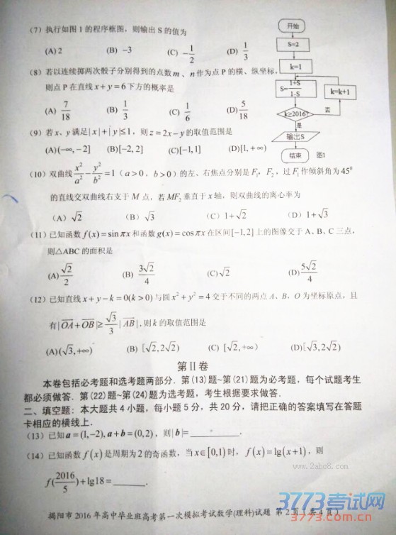 2016һģѧ2016бҵ߿һģ⿼ѧ