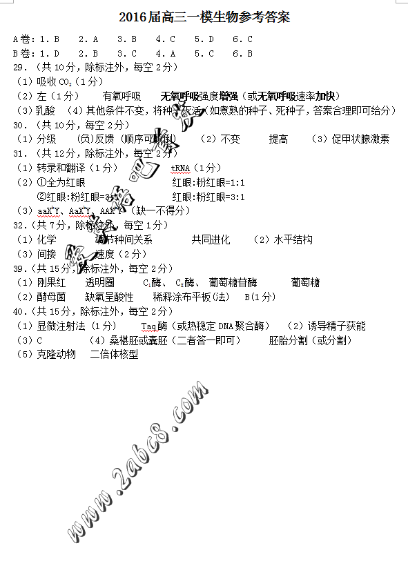 2016ʯׯһģ۴2016ʯׯибҵһģ⿼