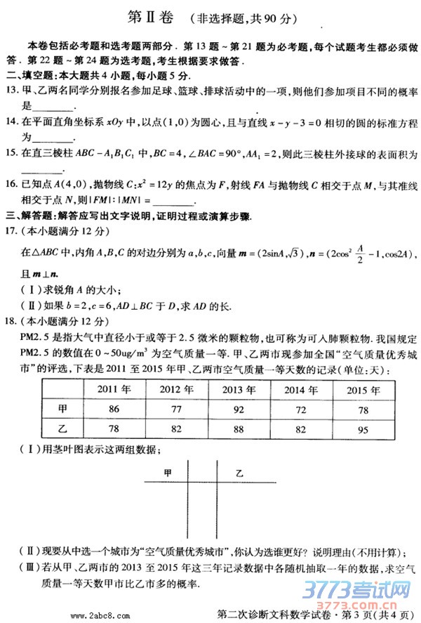 2016ѧ2016ʡڶθ߿Ŀѧ