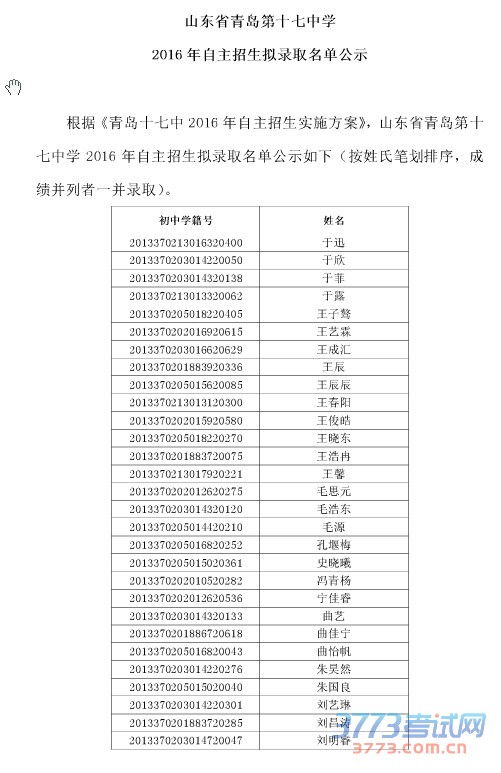 ɽʡൺʮѧ2016¼ȡʾ