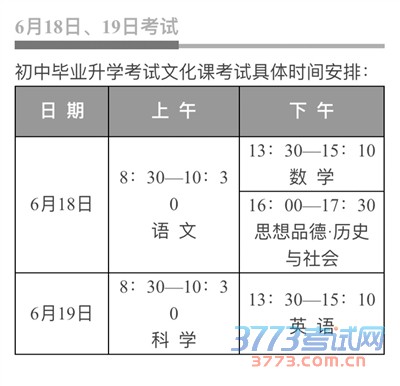 今年杭州中考将于6月18日、19日进行 今年杭州中考将于6月18日、19日进行